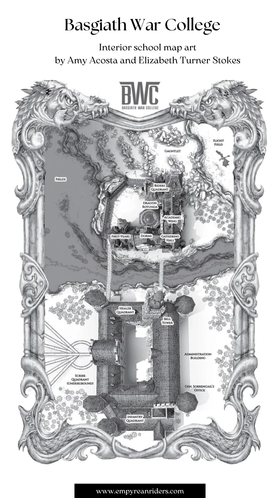 Basgiath War College map in the Empyrean Series by Rebecca Yarros