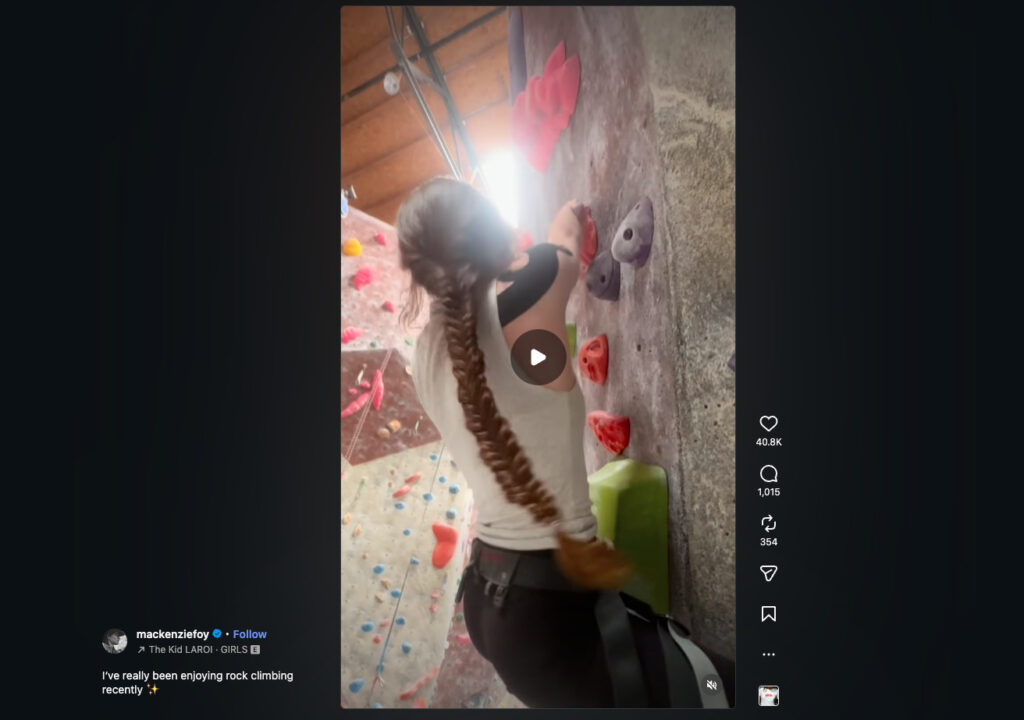 mackenzie foy climbing with a braid