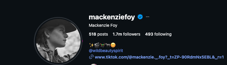 mackenzie foy insta profile